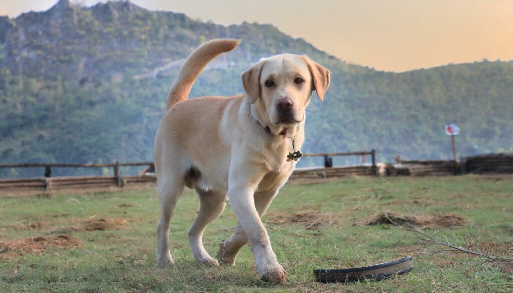 hugging labrador