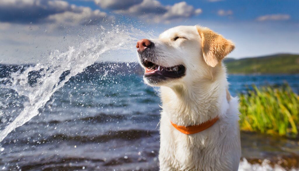 Labrador loves water