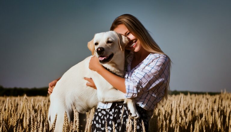 Hugging Labrador