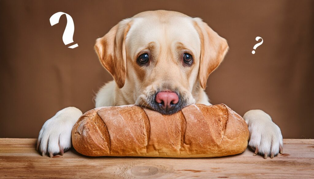 feeding bread to labrador