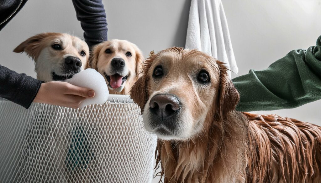 Golden Retrievers bathing frequency