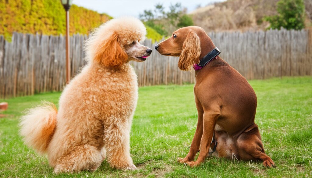 brushing poodle