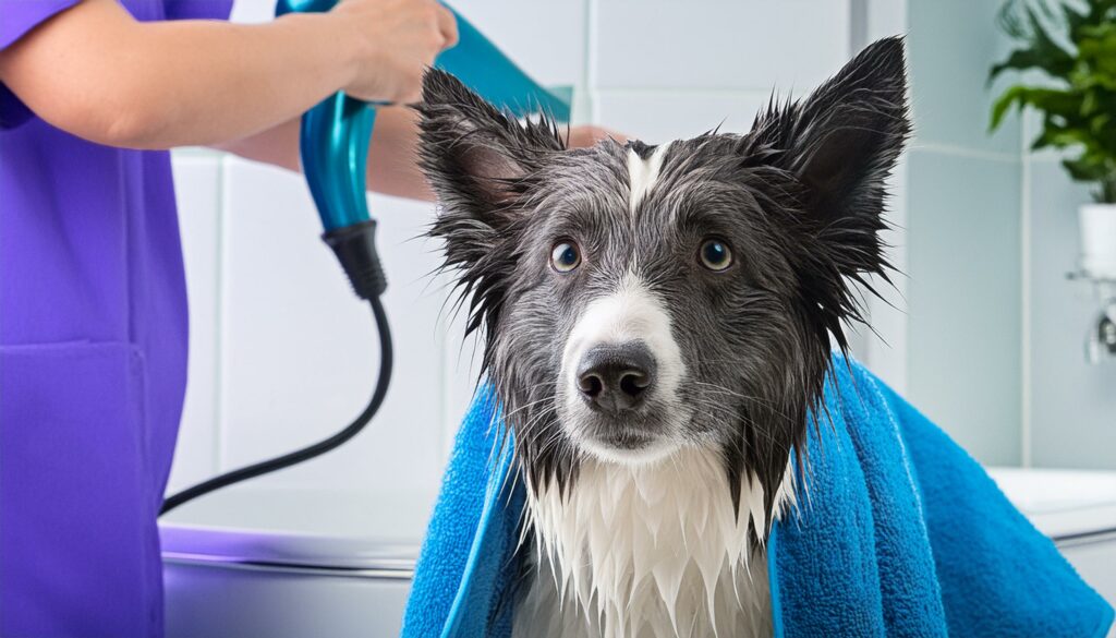 Border Collies bathing