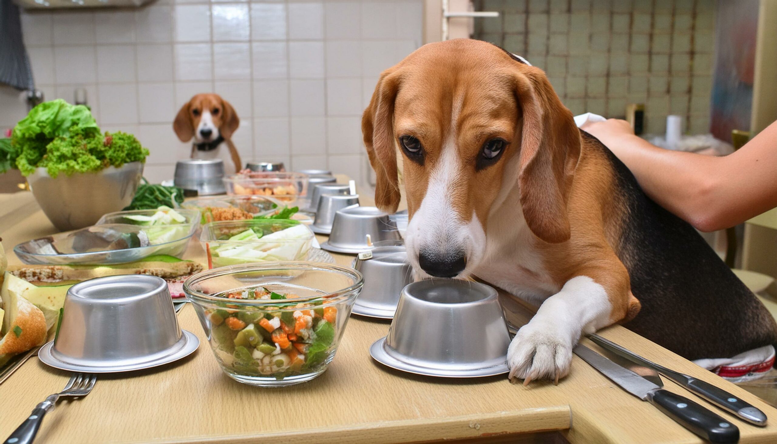 Beagle eating