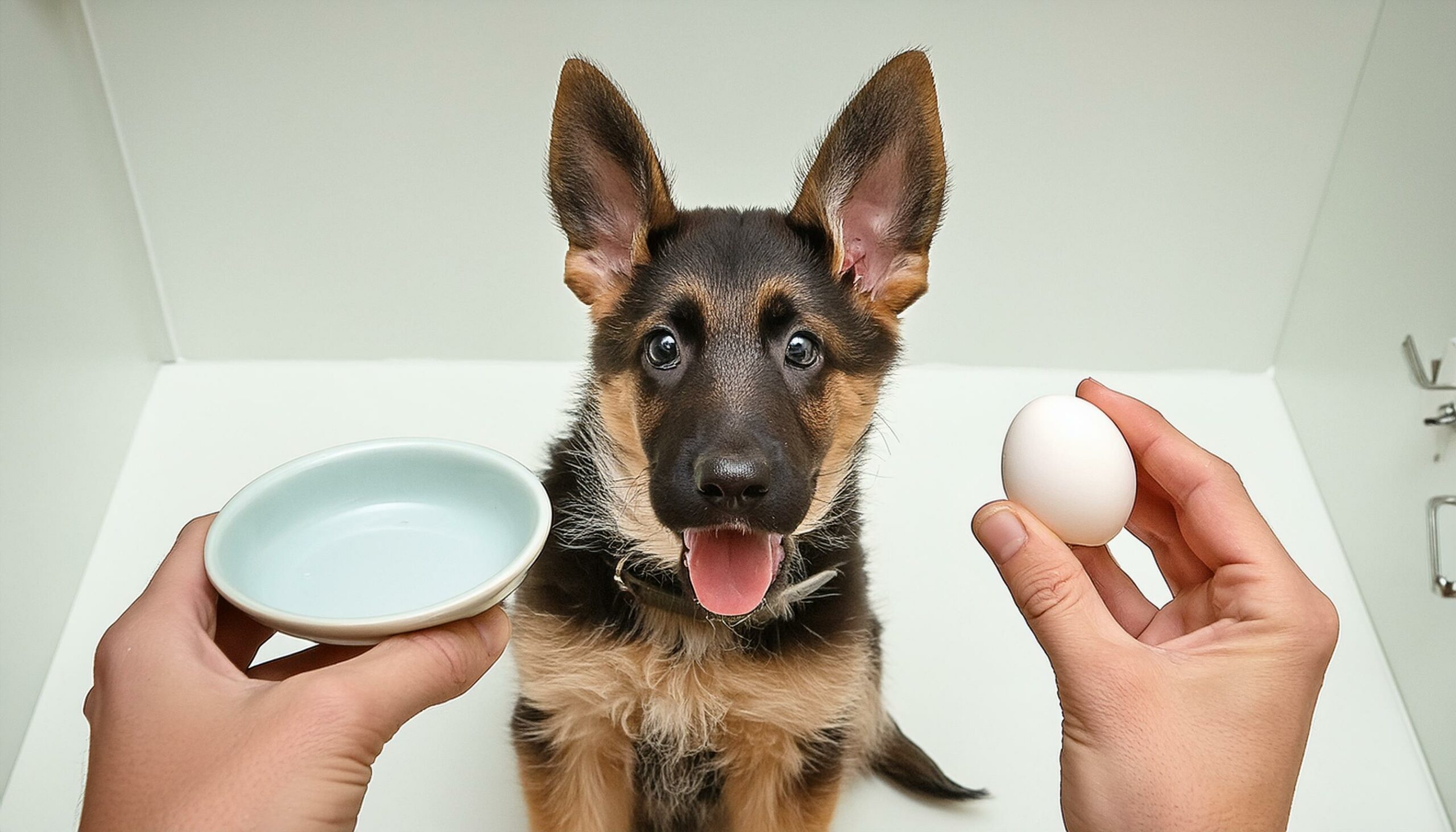 boiled egg German Shepherd puppy